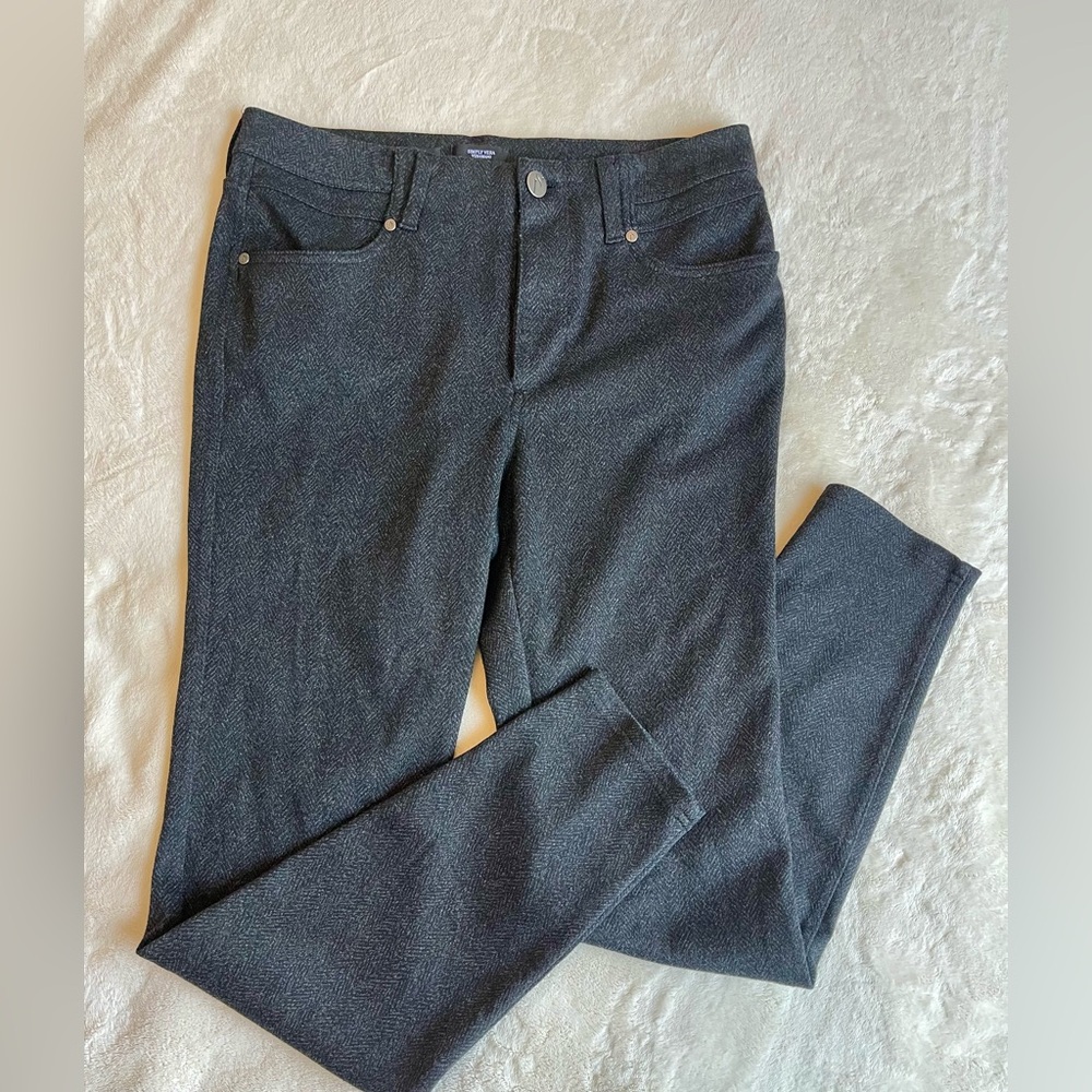 Simply Vera Vera Wang Charcoal Herringbone Skinny Pants - M Short